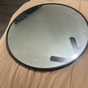 Sleek Black Round Wall Mirror